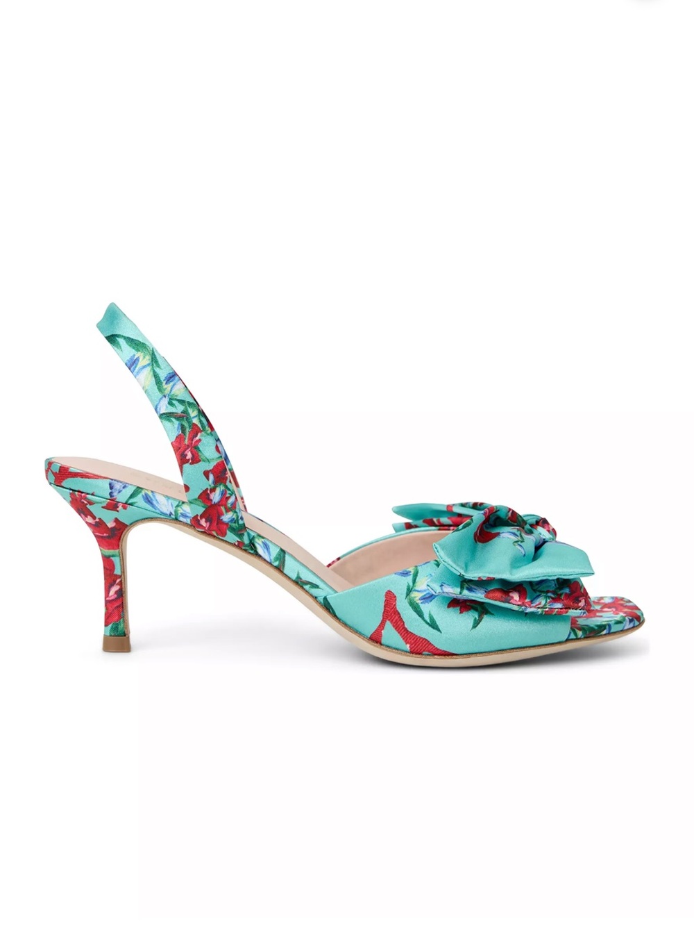 Jack Rogers Eloise bow slingback heels sandals floral aquamarine multi BNIB 7.5 - Picture 4 of 7